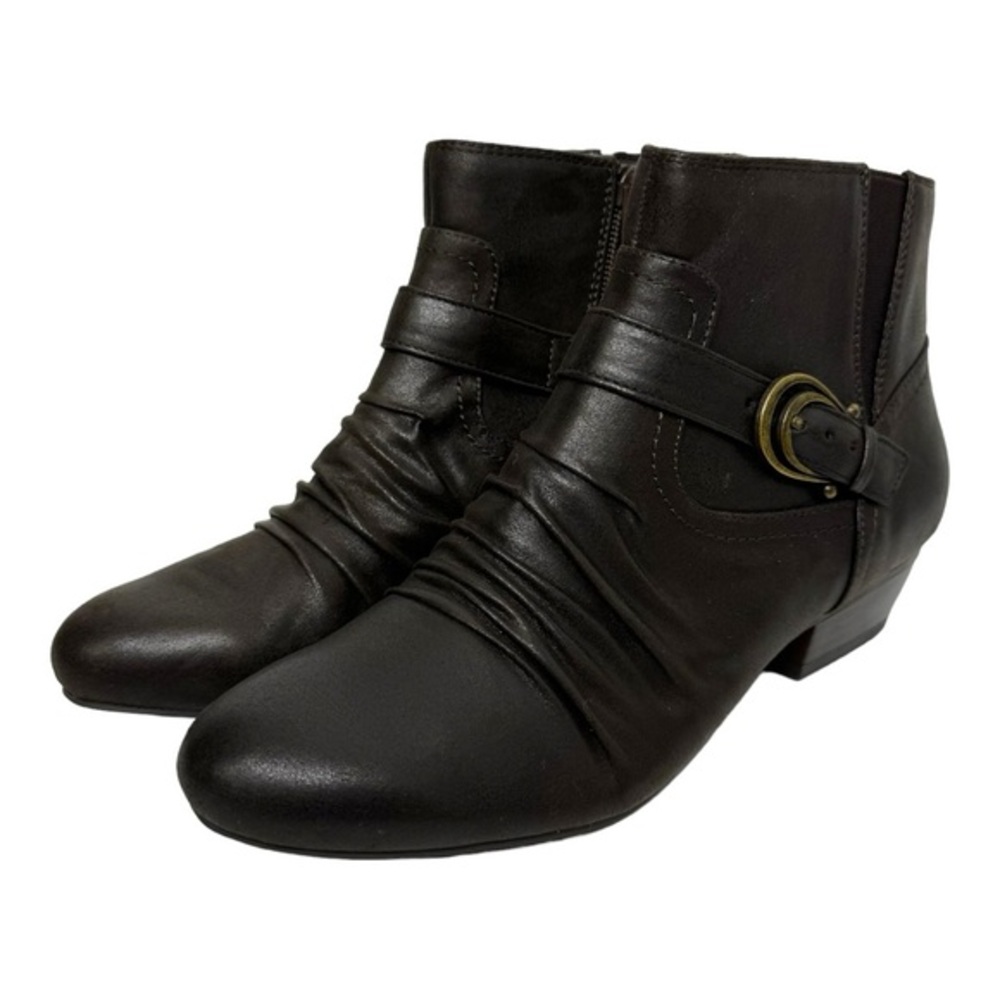 Kim Rogers Vegan Leather Slouch Ankle Boots Brown 9.5